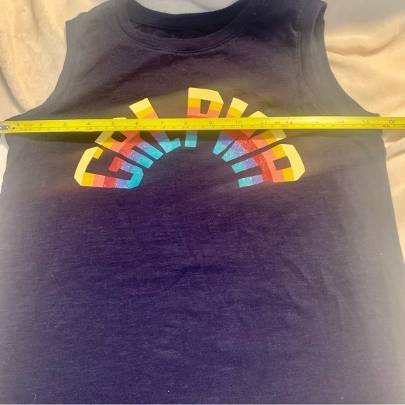 GAP Top XL Girls “GRL PWR” Rainbow Navy 100% Cotton Sleeveless Muscle Tee - Picture 15 of 16